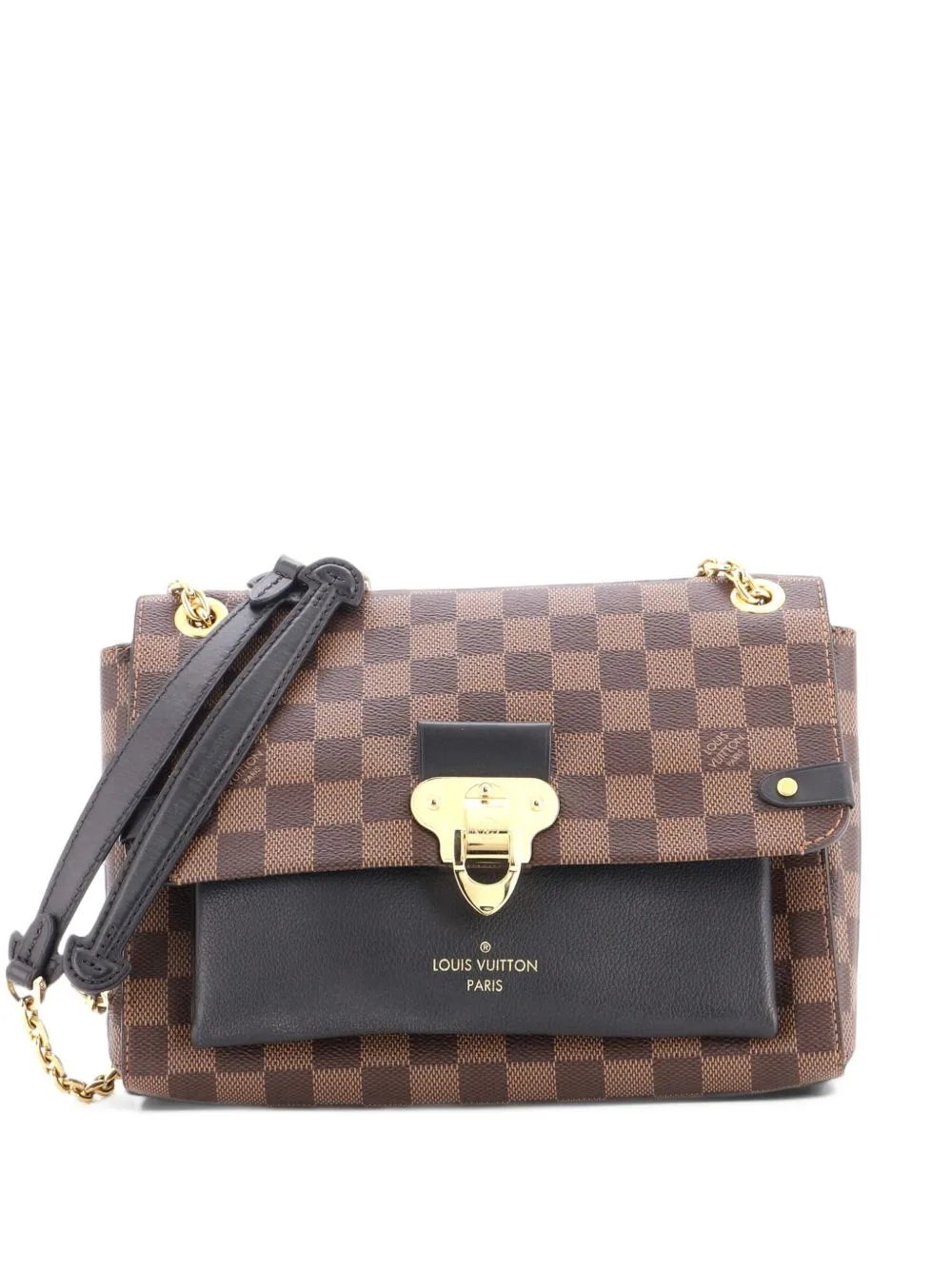 Vavin Handbag Damier with Leather PM Crossbody Bag by Louis Vuitton Pre-Owned