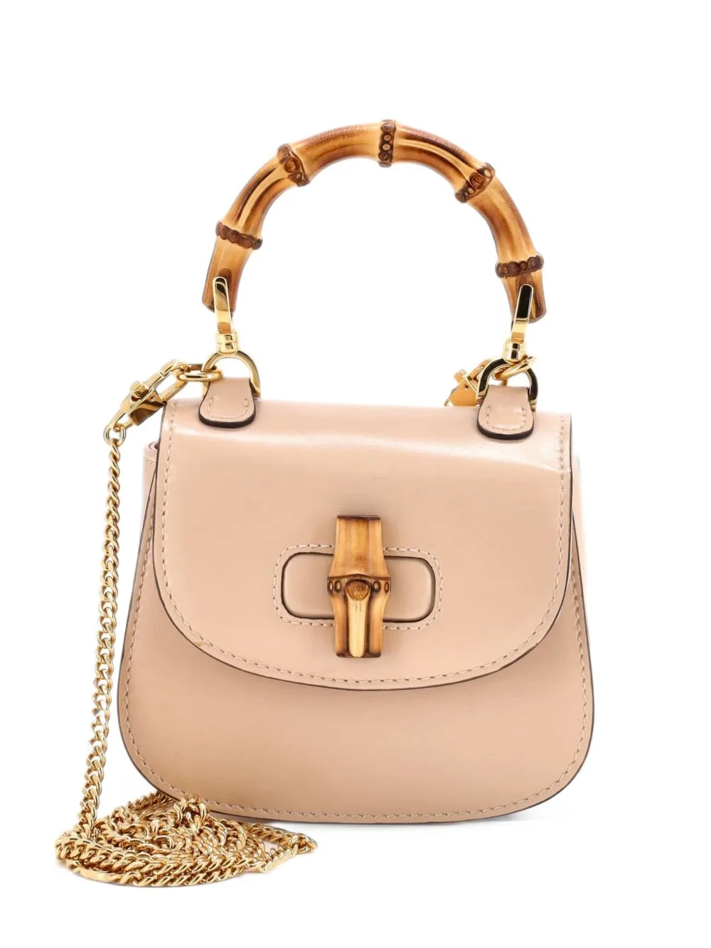 Bamboo 1947 Top Handle Bag Leather Mini Shoulder Bag by Gucci Pre-Owned