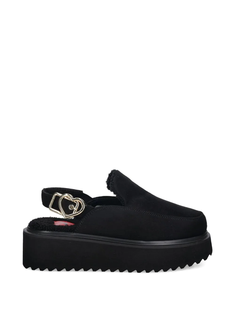 Heart-Buckle Platform Mules by Love Moschino