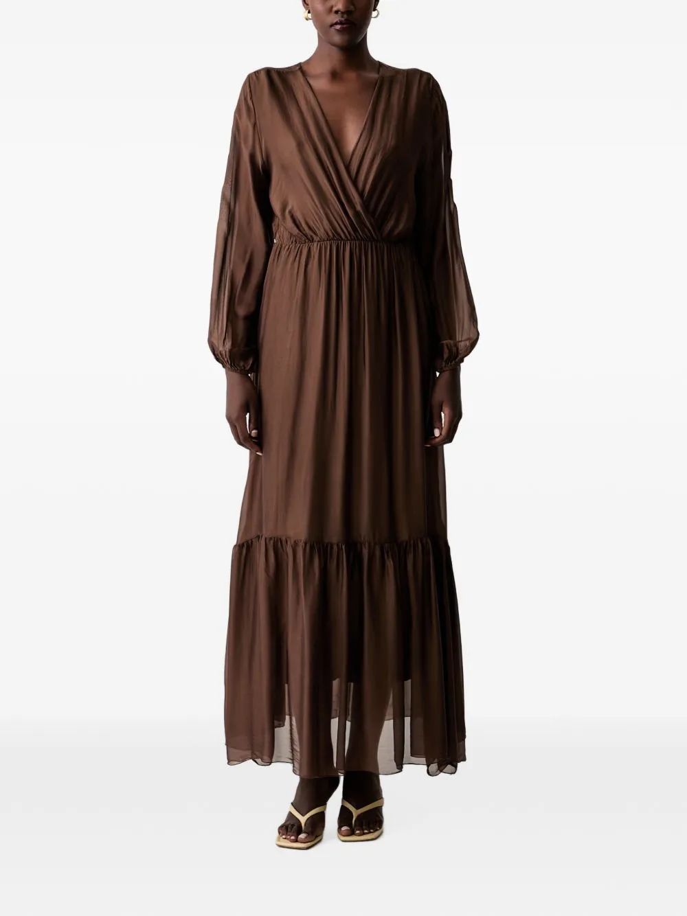 Wrap Tiered Maxi Dress by VICOLO