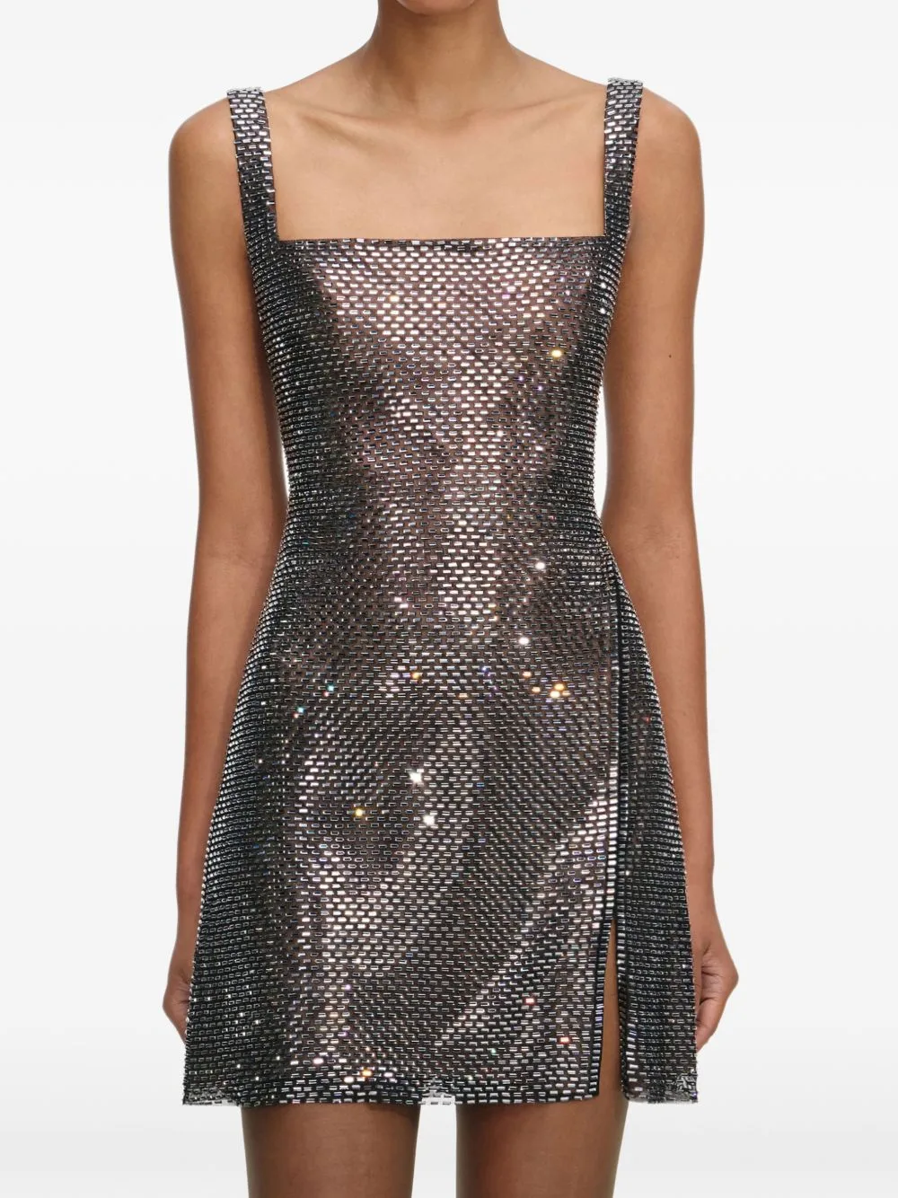 Rhinestone-Embellishment Mini Dress by Self-Portrait