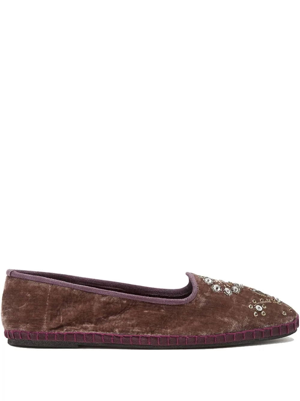Embroidered Velvet Ballet Flats by MALIPARMI
