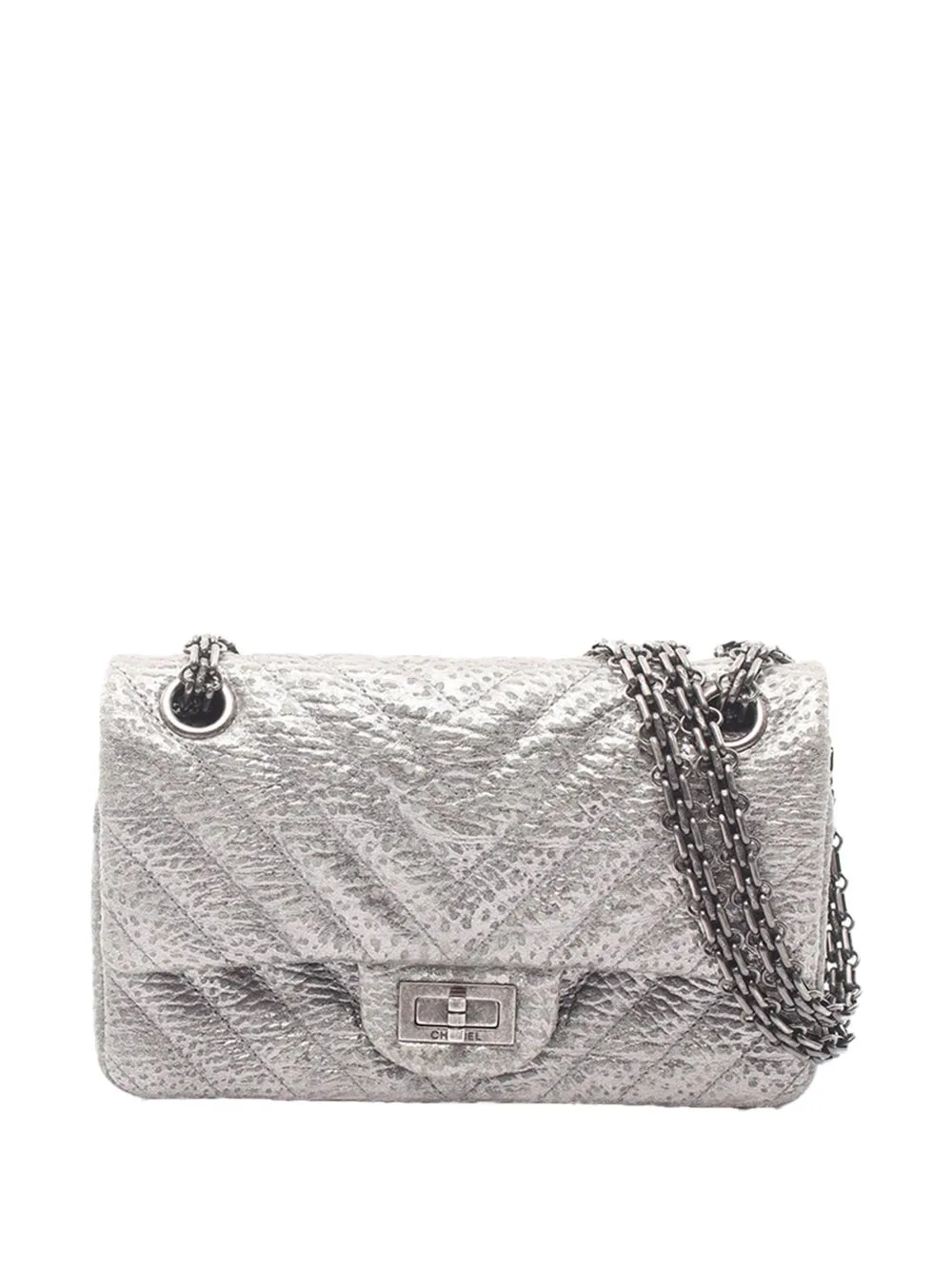 2016-2017 Mini Reissue 2.55 Metallic Aged Calfskin Double Flap 224 Crossbody Bag by CHANEL Pre-Owned
