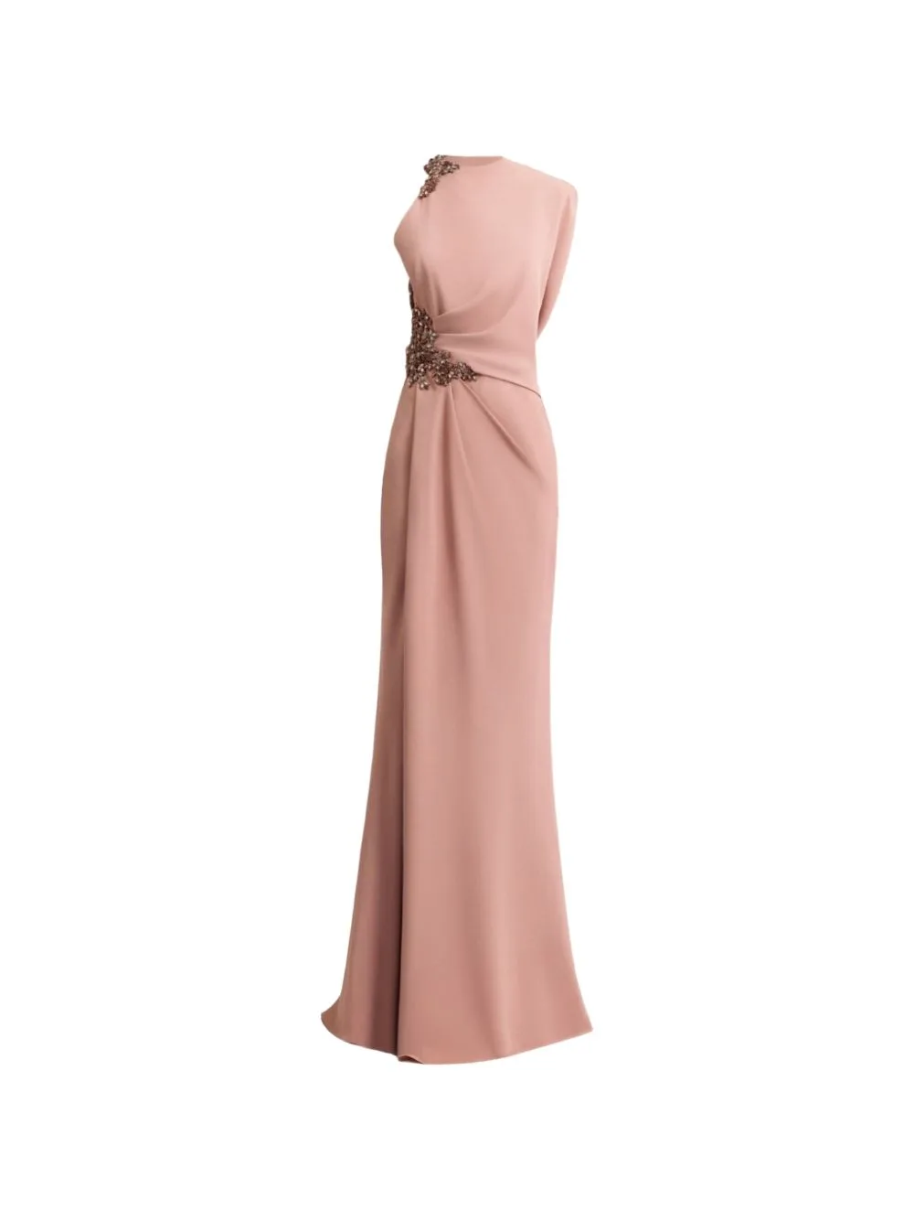 Asymmetrical-Neckline Draped Maxi Dress by Gemy Maalouf