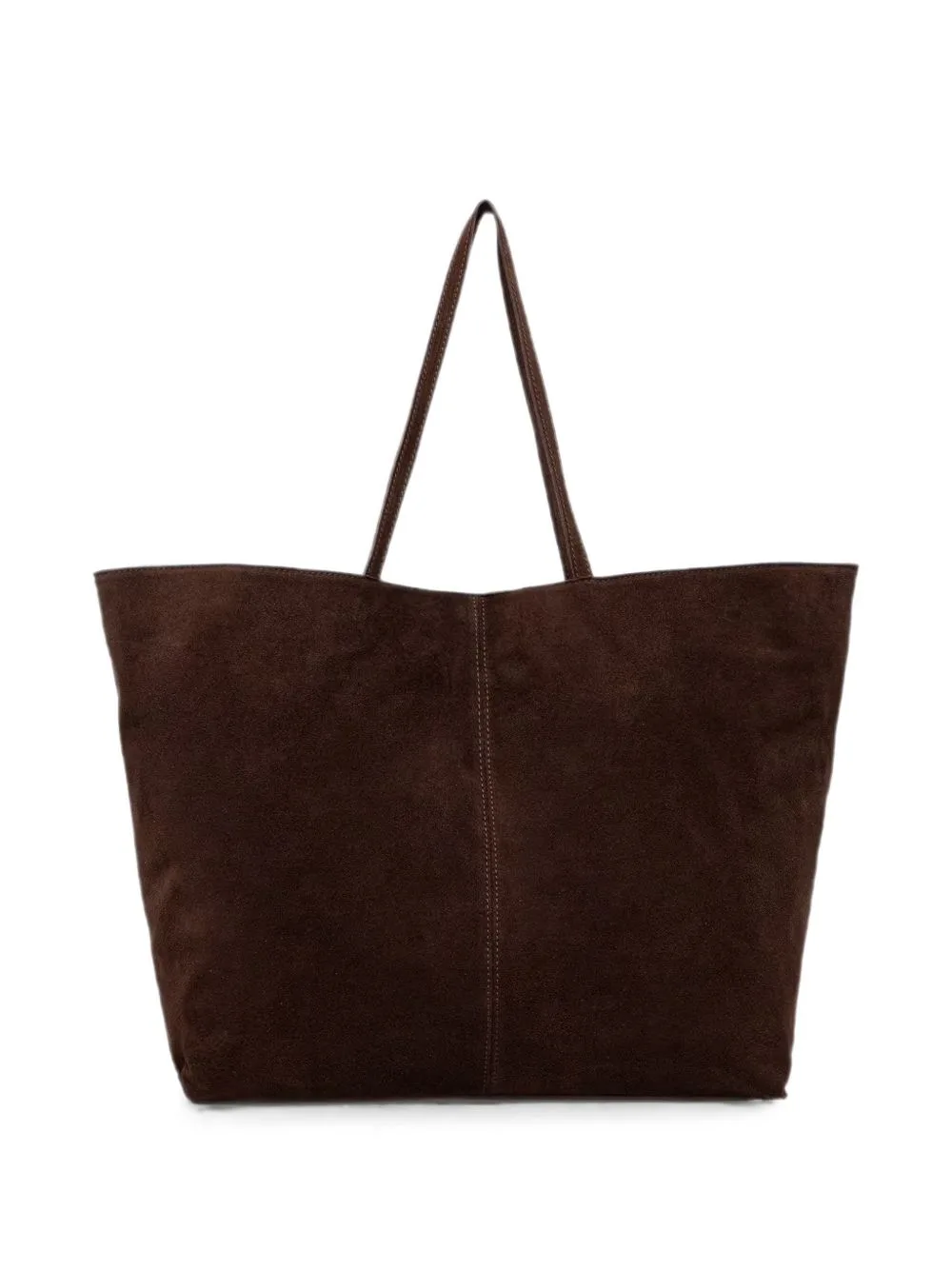 Large Suede Tonal-Stitching Tote Bag