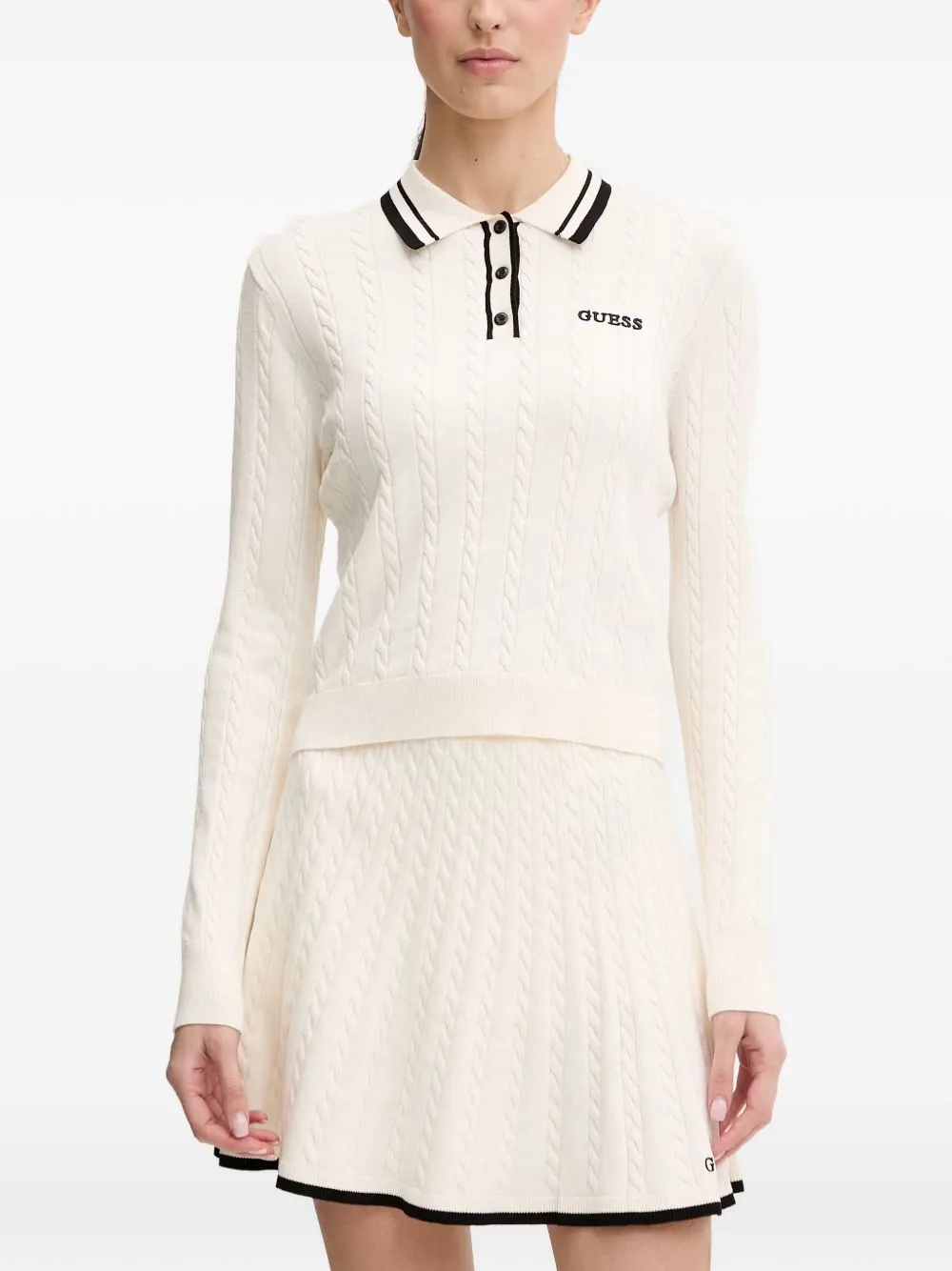 Cable-Knit Polo-Collar Sweater by GUESS USA