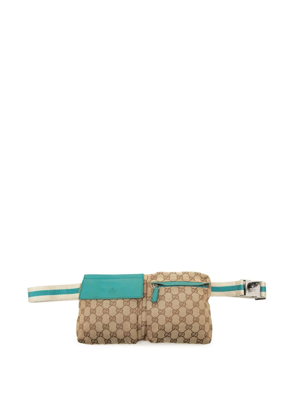 2000-2015 GG Canvas Web Double Pocket Belt Bag by Gucci Pre-Owned