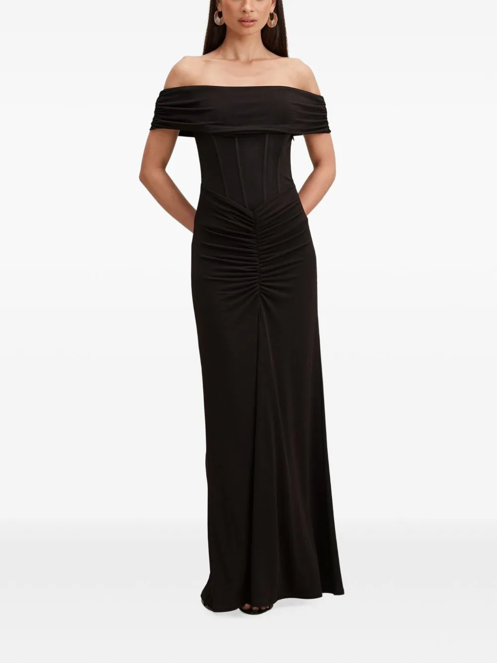 Ania Ruched Bardot Maxi Dress