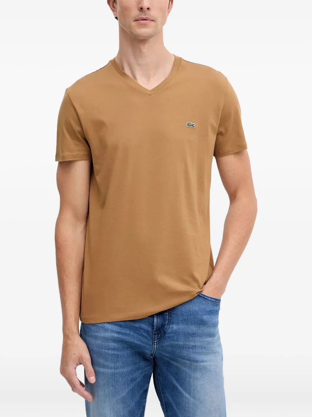 Lightweight Pima Cotton V-Neck T-Shirt by Lacoste