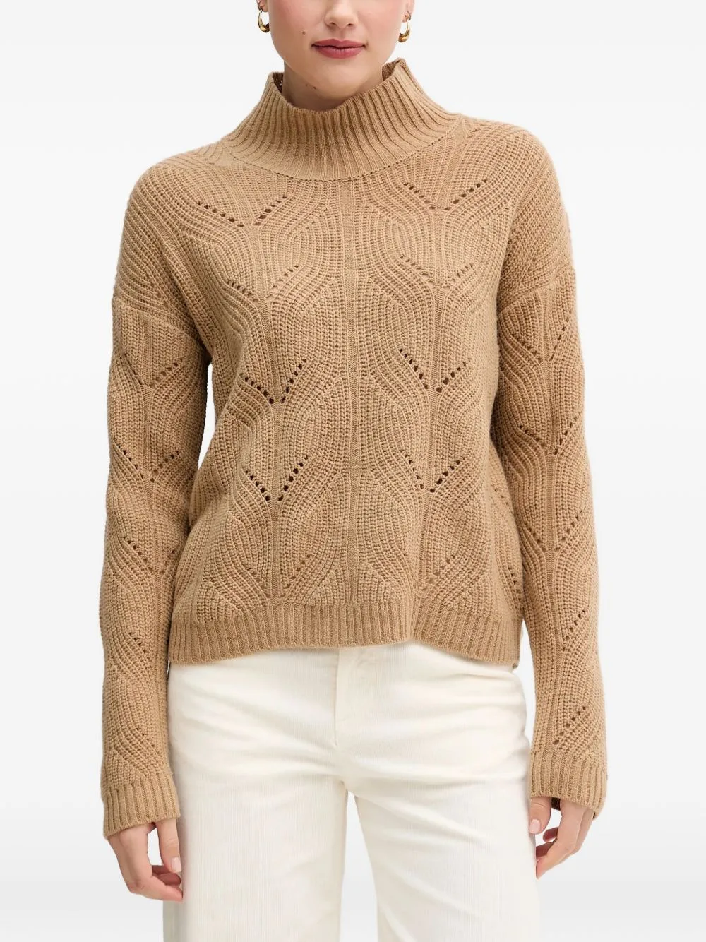 Openwork Mock-Neck Sweater by Benetton