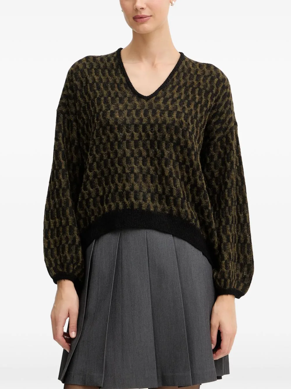 Patterned V-Neck Knitwear by Benetton