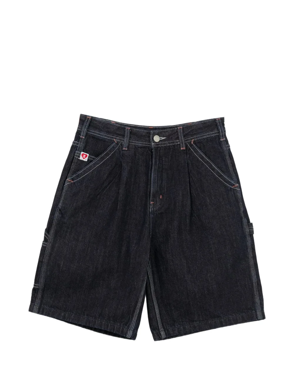 Pleated Contrast-Stitch Denim Shorts by APEE™ by *A BATHING APE®