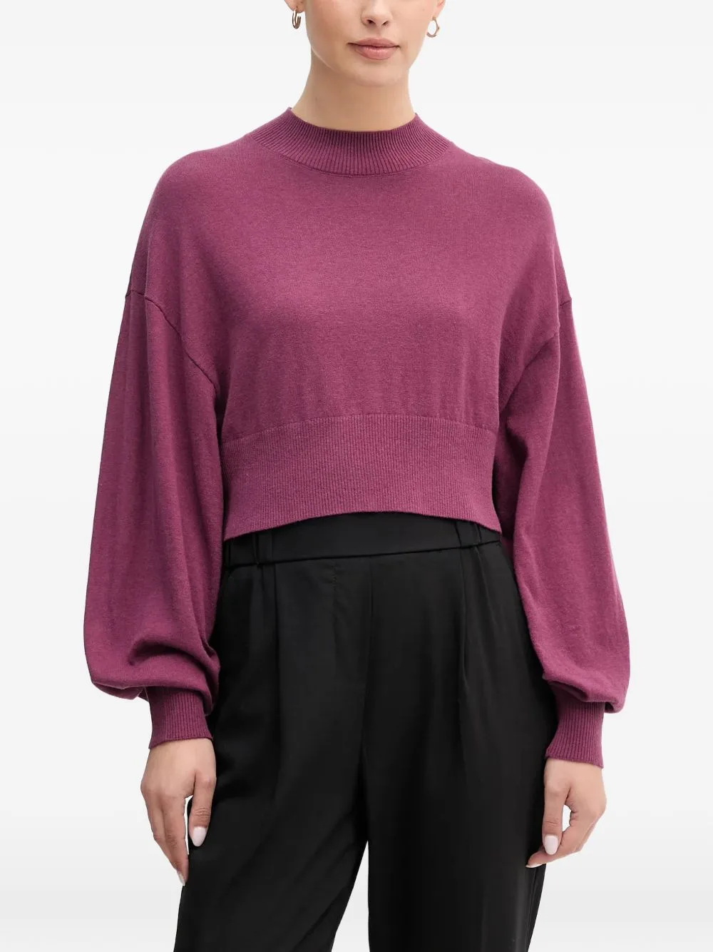 High-Neck Cropped Sweater by Benetton