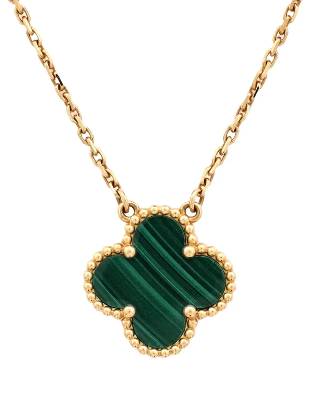 Vintage Alhambra Pendant 18K Yellow Gold and Malachite Necklace by Van Cleef & Arpels Pre-Owned