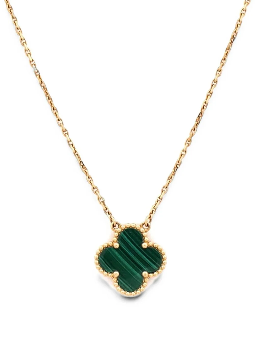 Vintage Alhambra Pendant 18K Yellow Gold and Malachite Necklace