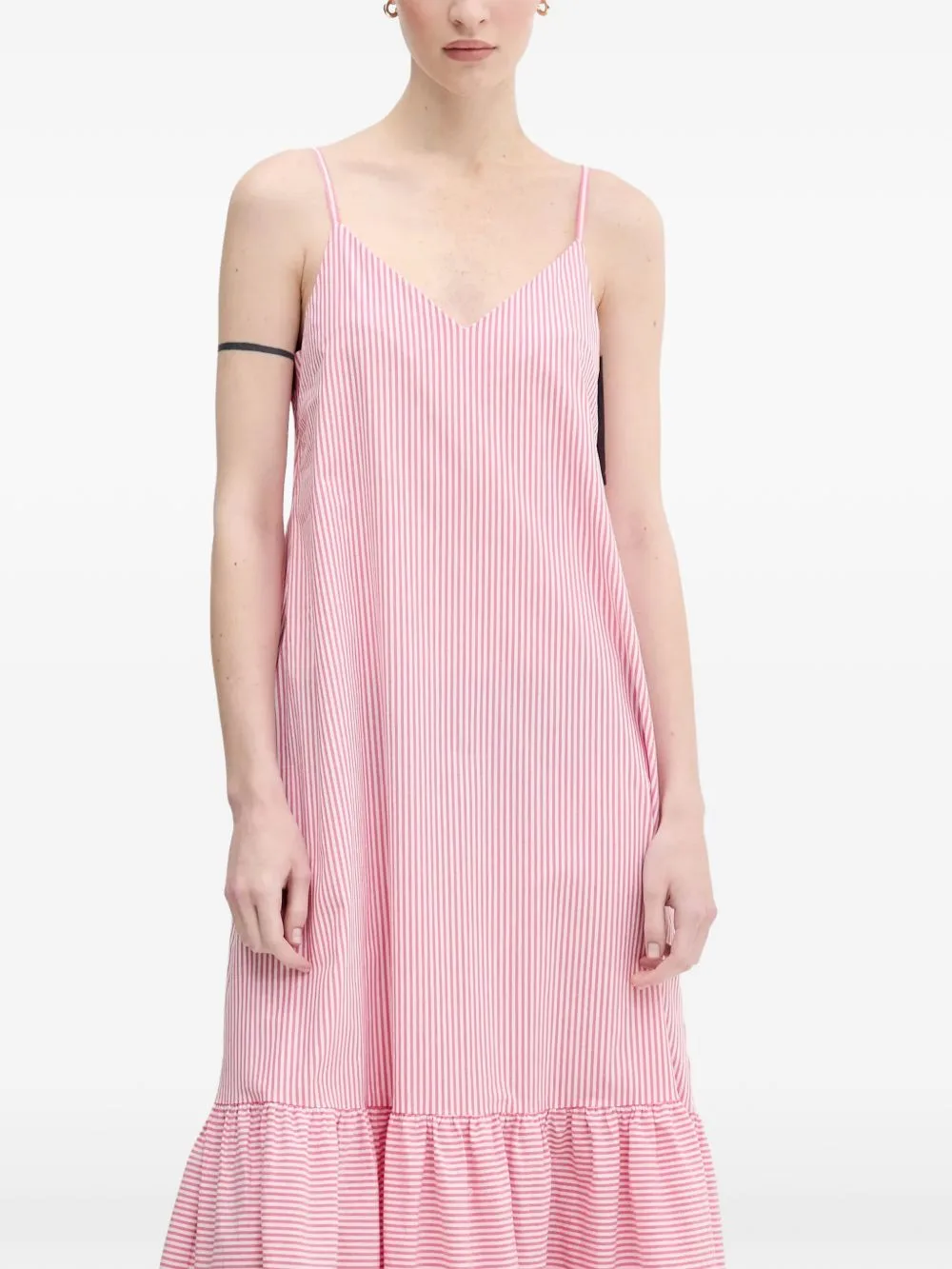 Striped Ruffled Maxi Dress by Benetton