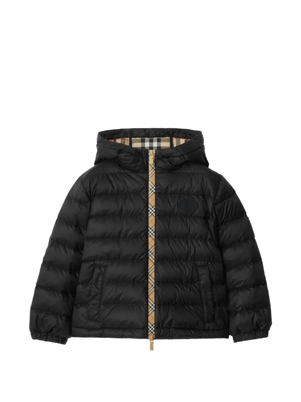 Checker-Tape Hooded Puffer Jacket by Burberry Kids