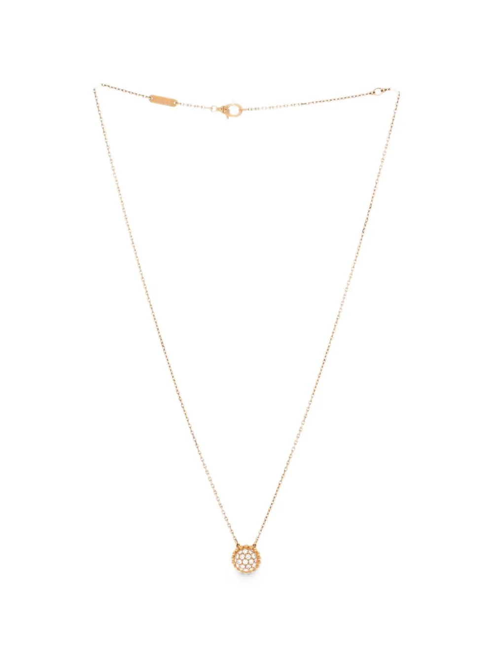 Perlee Round Pendant 18K Rose Gold and Diamonds Necklace