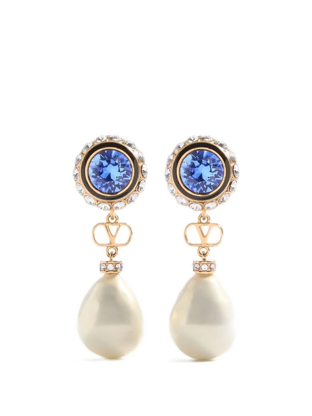 Vlogo Signature Earrings in Metal Enamel Pearls and Crystals by Valentino Garavani