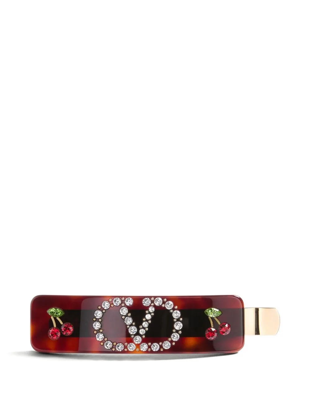 Vlogo Signature Hair Clip in Resin Metal and Swarovski Crystals by Valentino Garavani