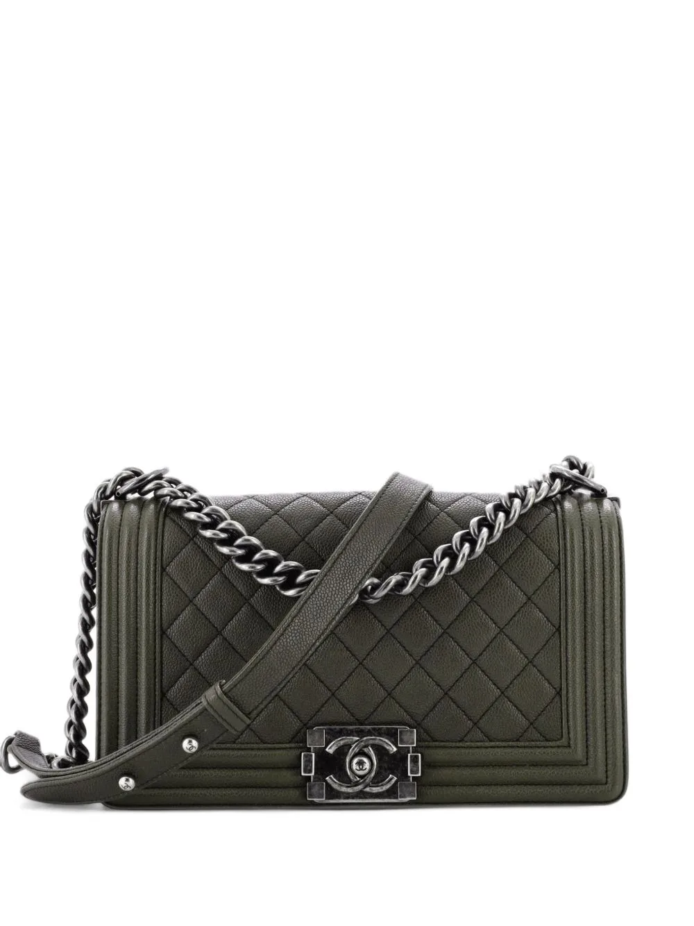 Boy Flap Bag Quilted Caviar Old Medium Crossbody Bag by CHANEL Pre-Owned