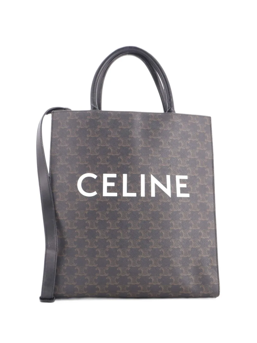 Vertical Cabas Triomphe Coated Canvas Medium Tote Bag by Celine Pre-Owned