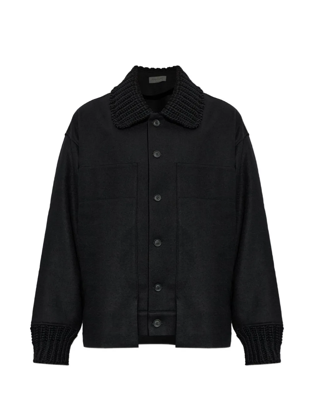 Knit-Trim Wool Jacket by Yohji Yamamoto