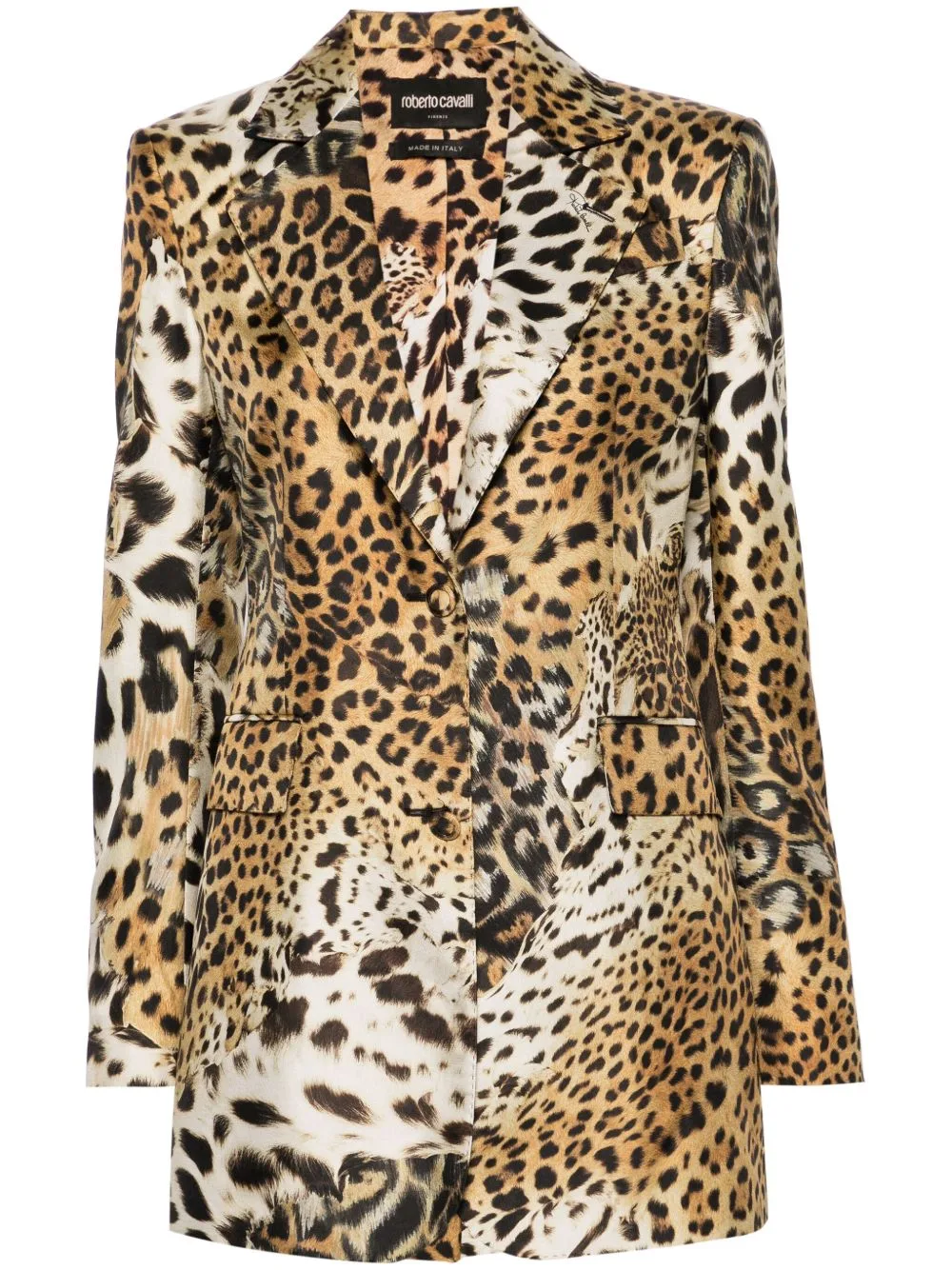 Jaguar Skin-Print Silk Blazer by Roberto Cavalli