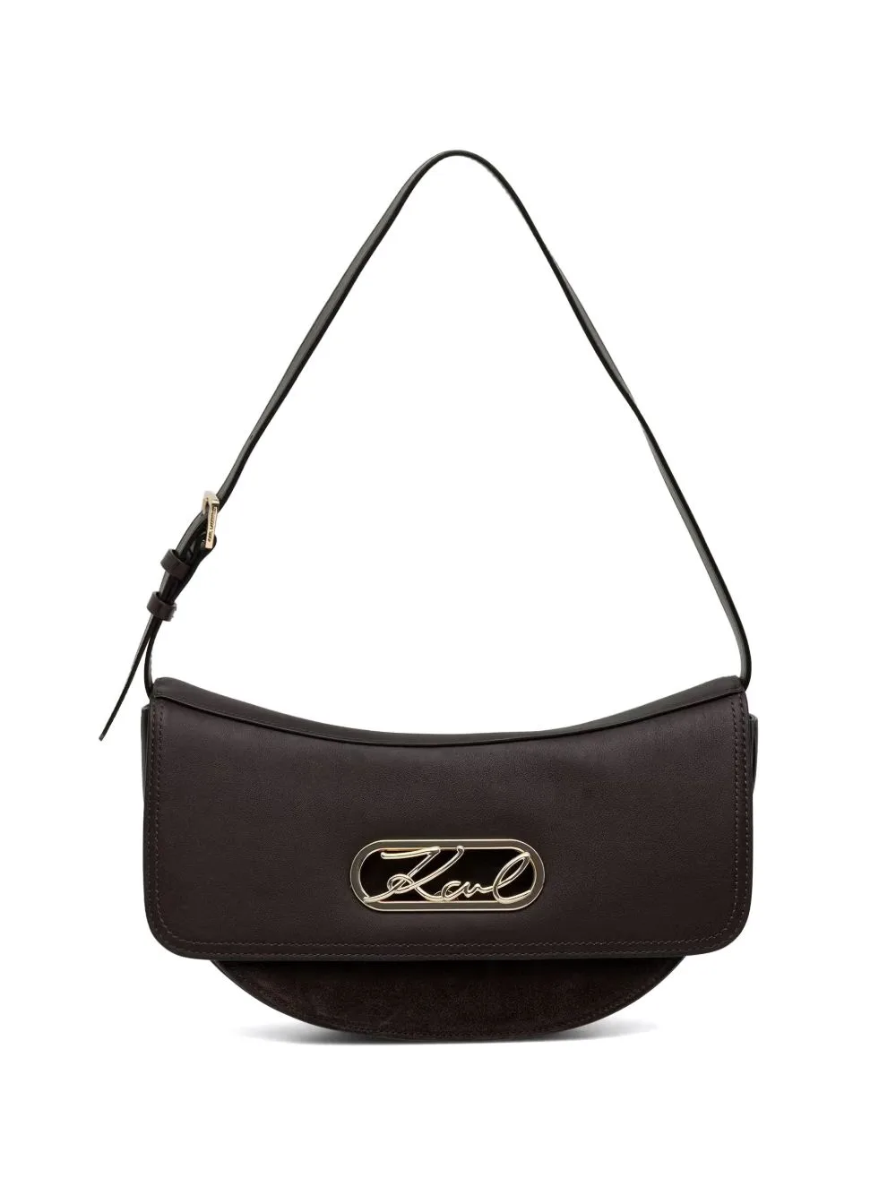 Logo-Plaque Suede-Panel Shoulder Bag by Karl Lagerfeld