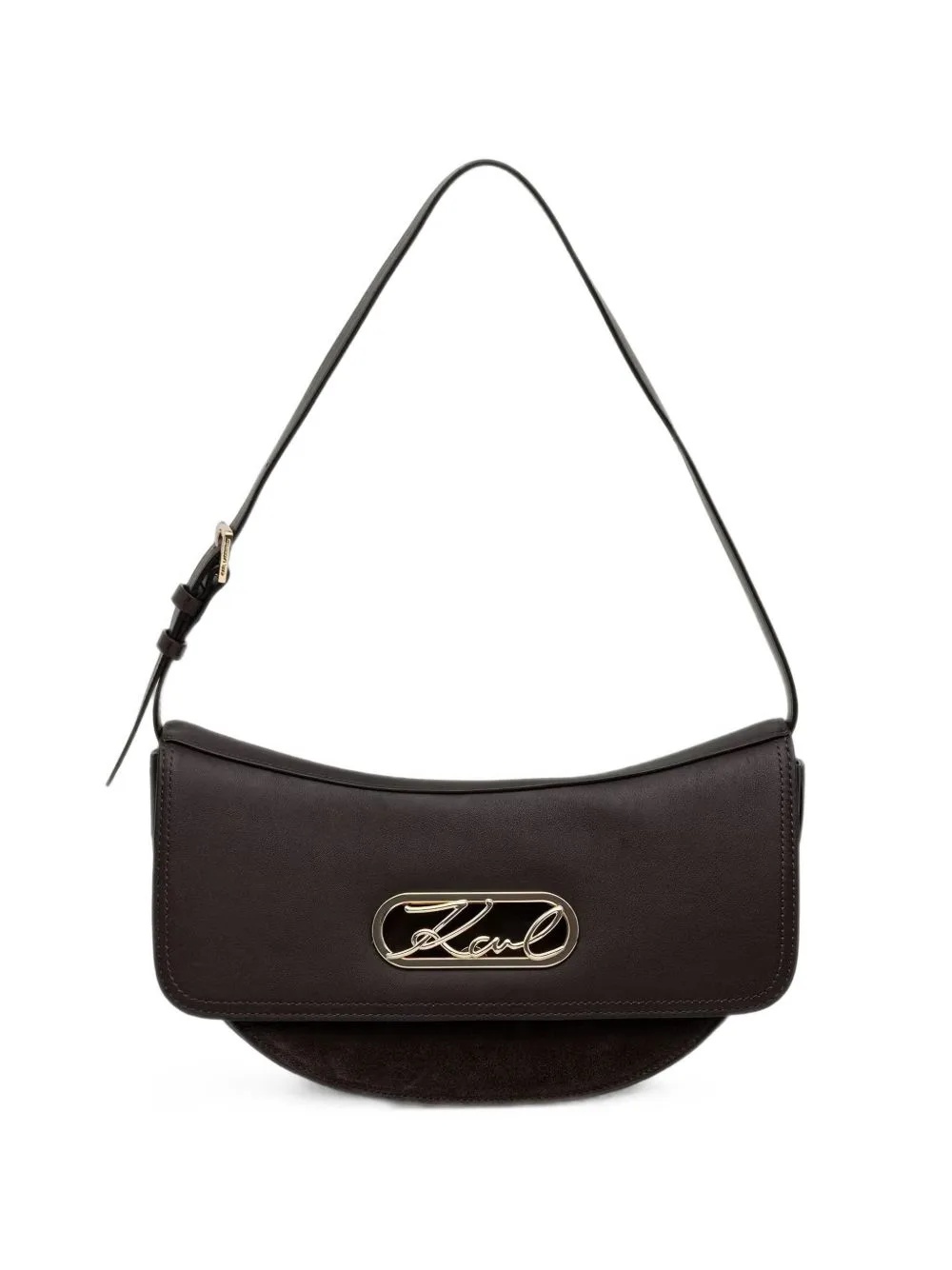 Logo-Plaque Suede-Panel Shoulder Bag by Karl Lagerfeld