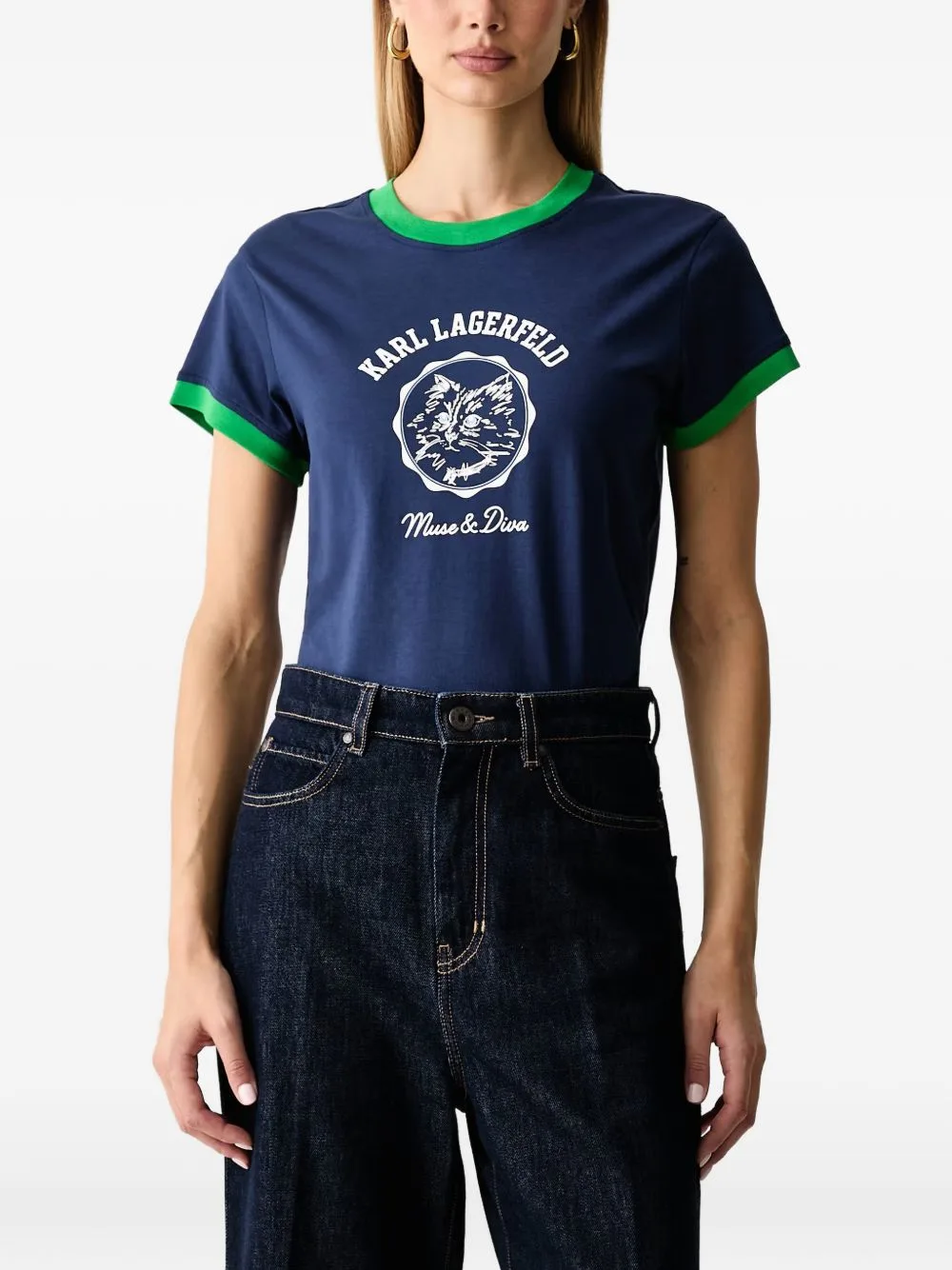 Graphic-Print Ringer T-Shirt by Karl Lagerfeld