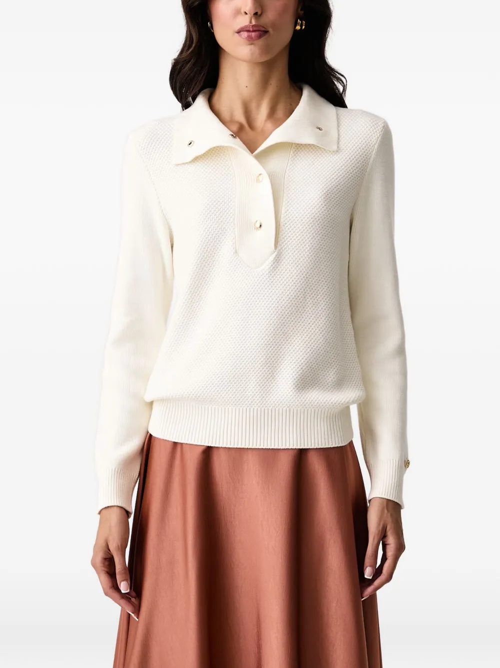 Button-Up Textured Sweater by LIU JO