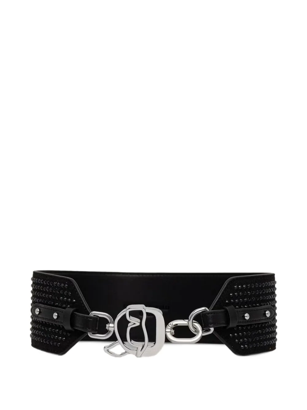 Crystal-Embellished Logo-Buckle Belt by Karl Lagerfeld