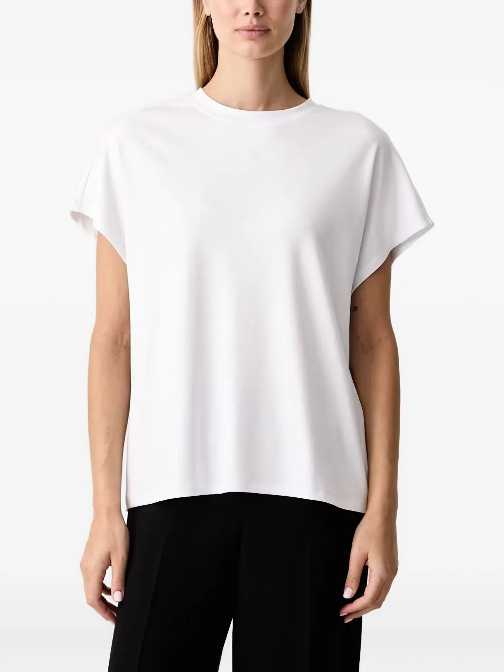 Logo-Embroidered Cap-Sleeve T-Shirt by Karl Lagerfeld