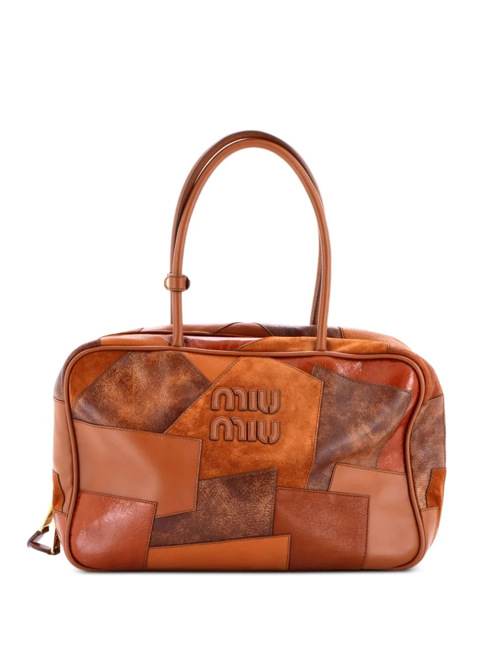 Beau Top Handle Bag Patchwork Leather Large Shoulder Bag by Miu Miu Pre-Owned