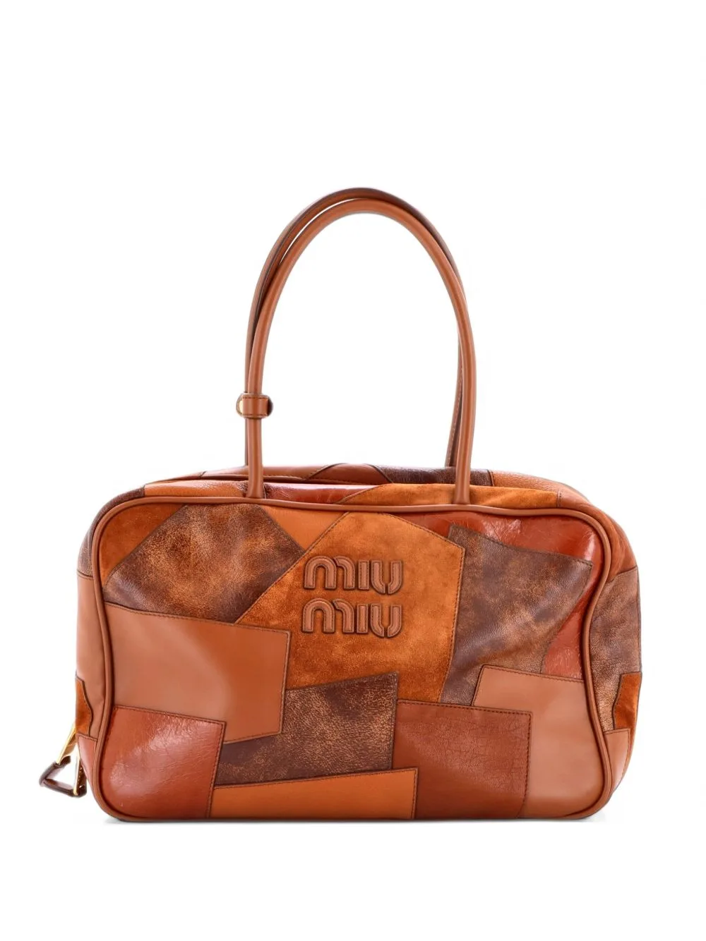 Beau Top Handle Bag Patchwork Leather Large Shoulder Bag by Miu Miu Pre-Owned