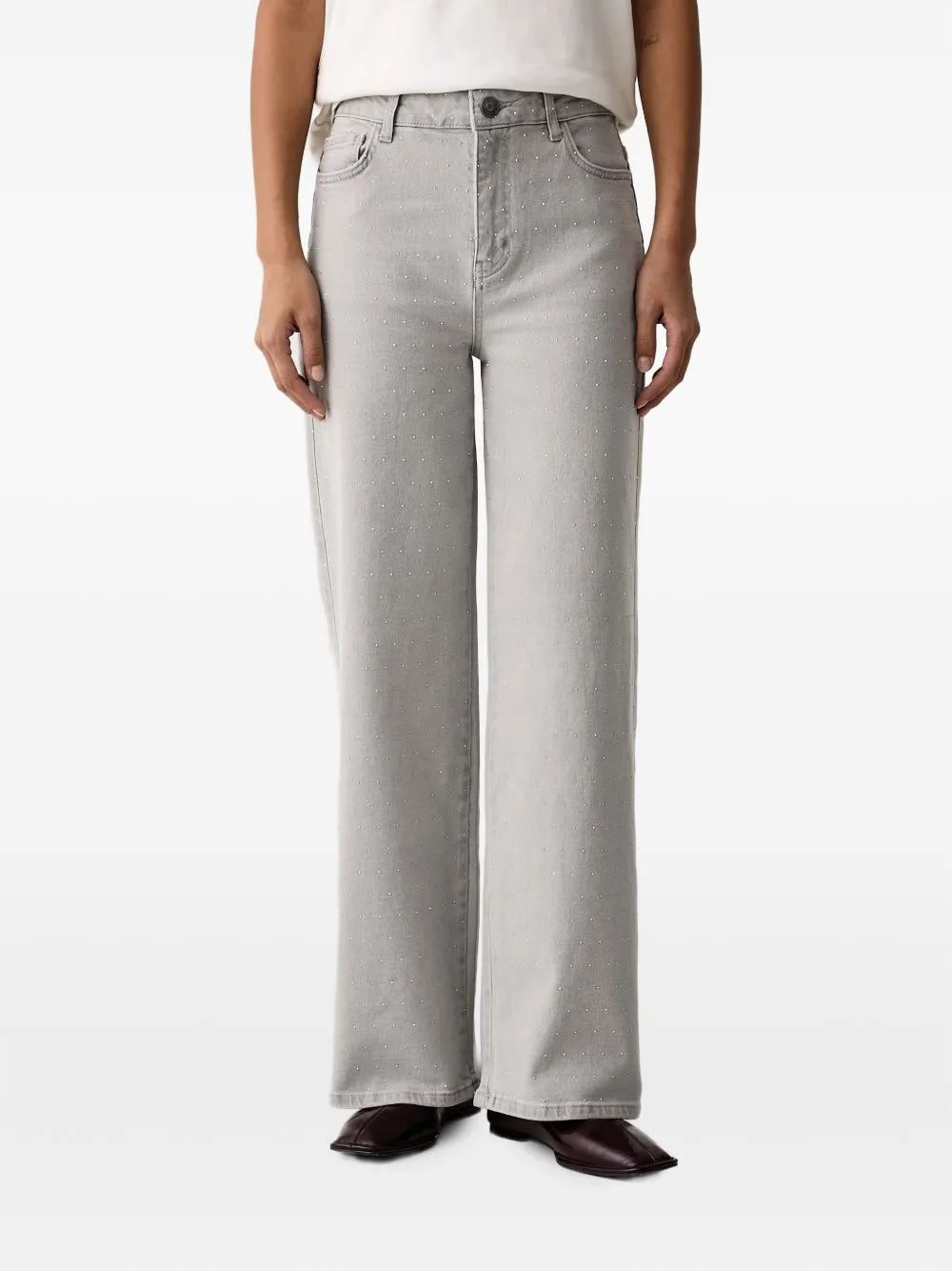 Crystal-Embellished Wide-Leg Jeans by Lola Casademunt
