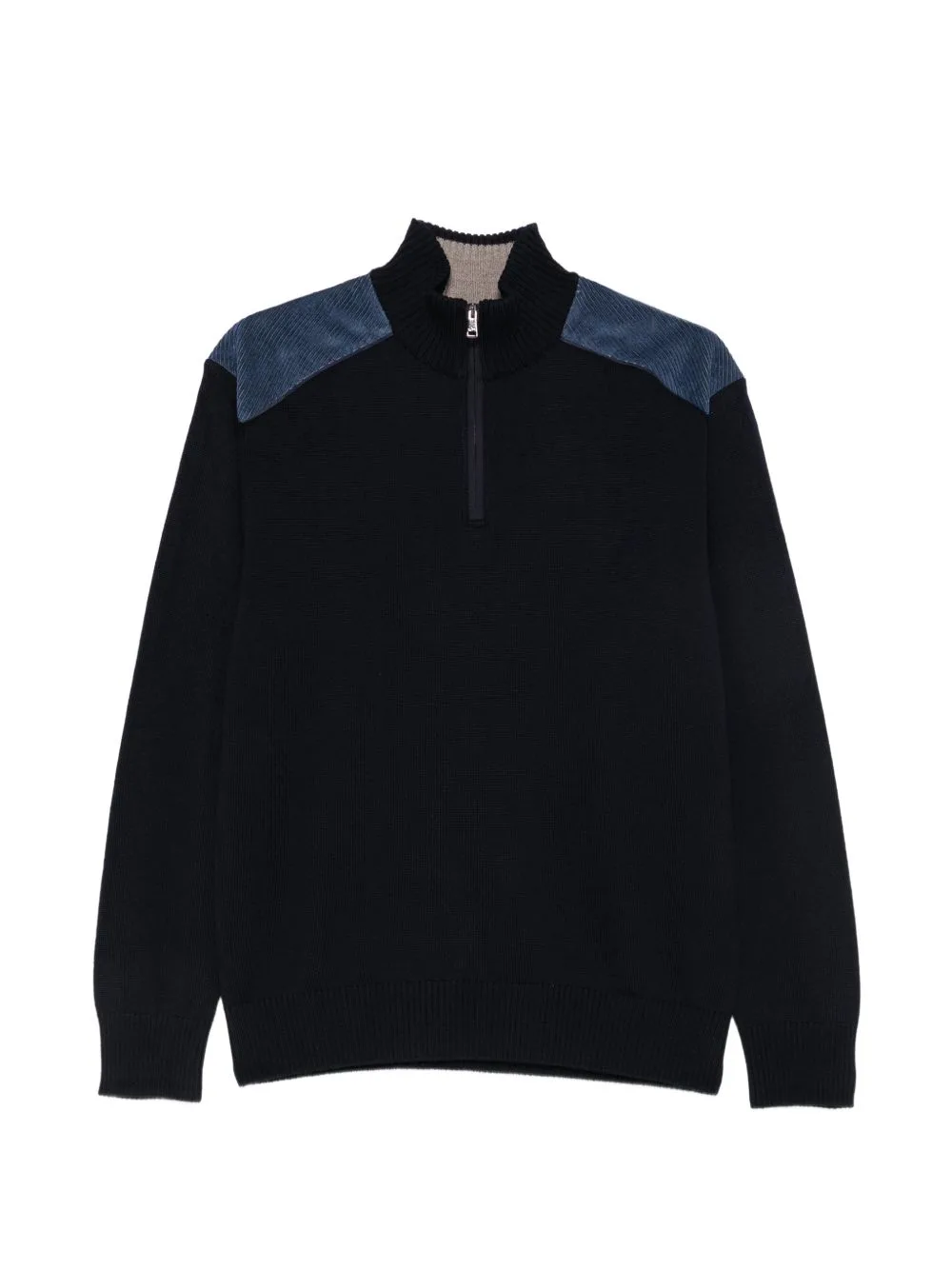 Corduroy-Panel Quarter-Zip Sweater by Paul & Shark