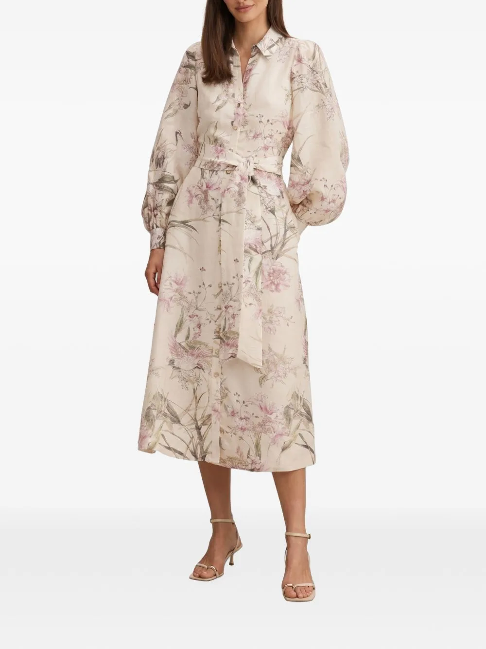 Hazel Floral-Print Midi Shirt Dress