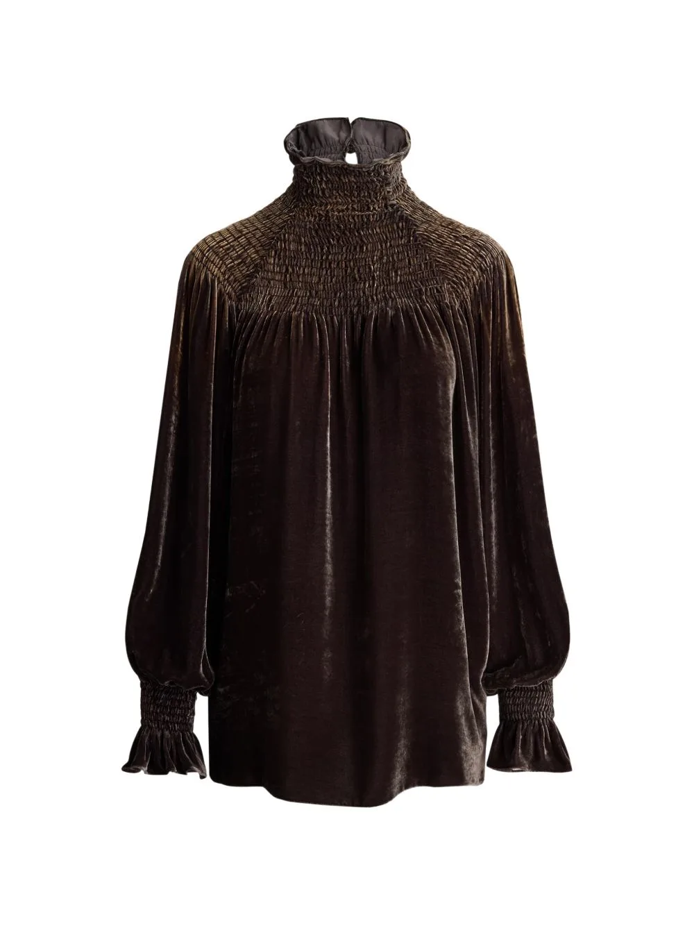 Maddison Smocked Velvet Blouse by Ralph Lauren Collection