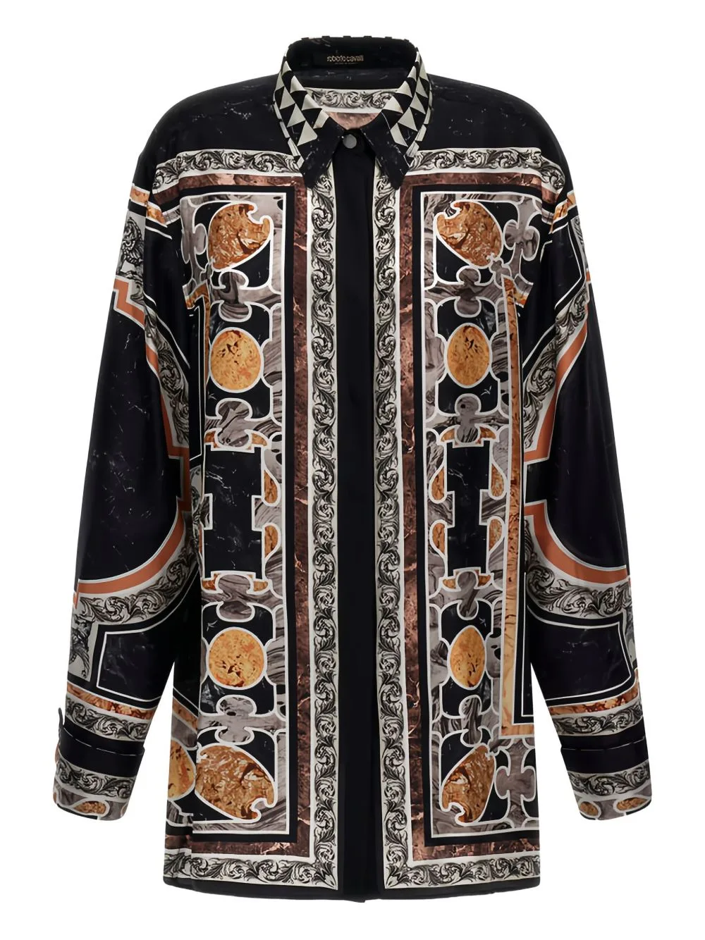 Baroque-Print Silk Dress by Roberto Cavalli