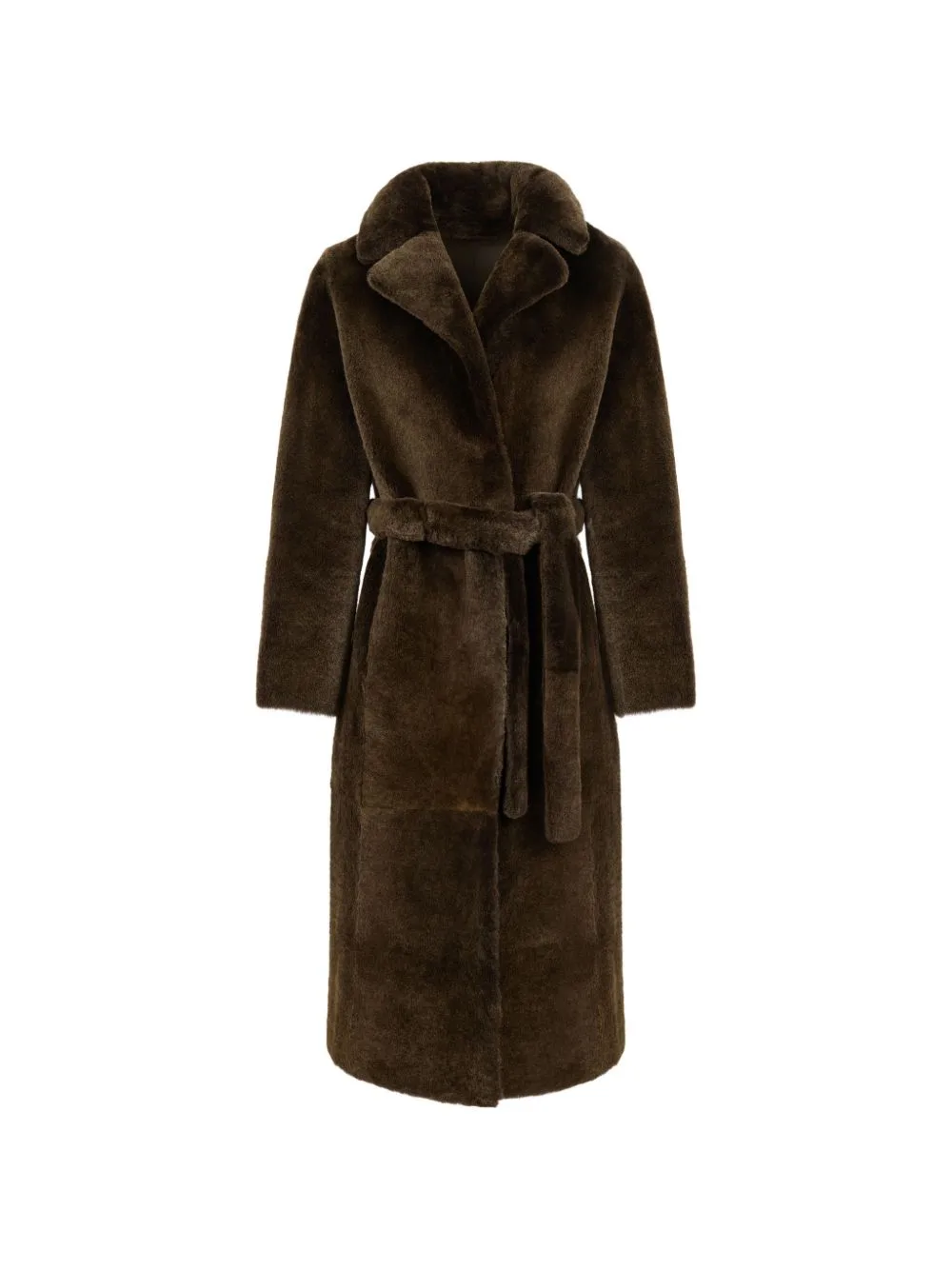 Reversible Belted Shearling Coat by Yves Salomon