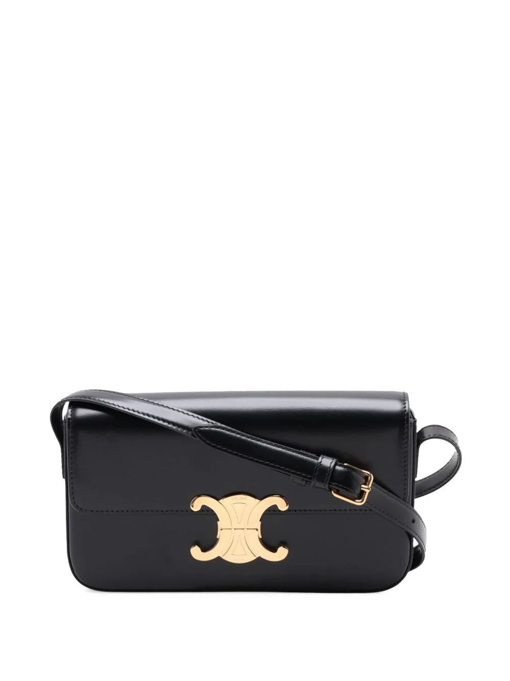 2000-2026 Shiny Calfskin Triomphe Claude Shoulder Bag by Celine Pre-Owned