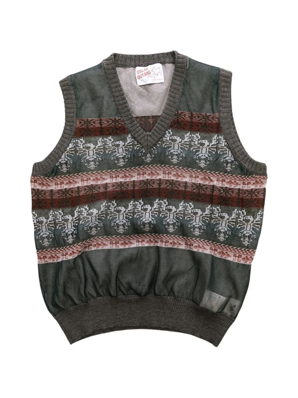 Jacquard V-Neck Sleeveless Sweater