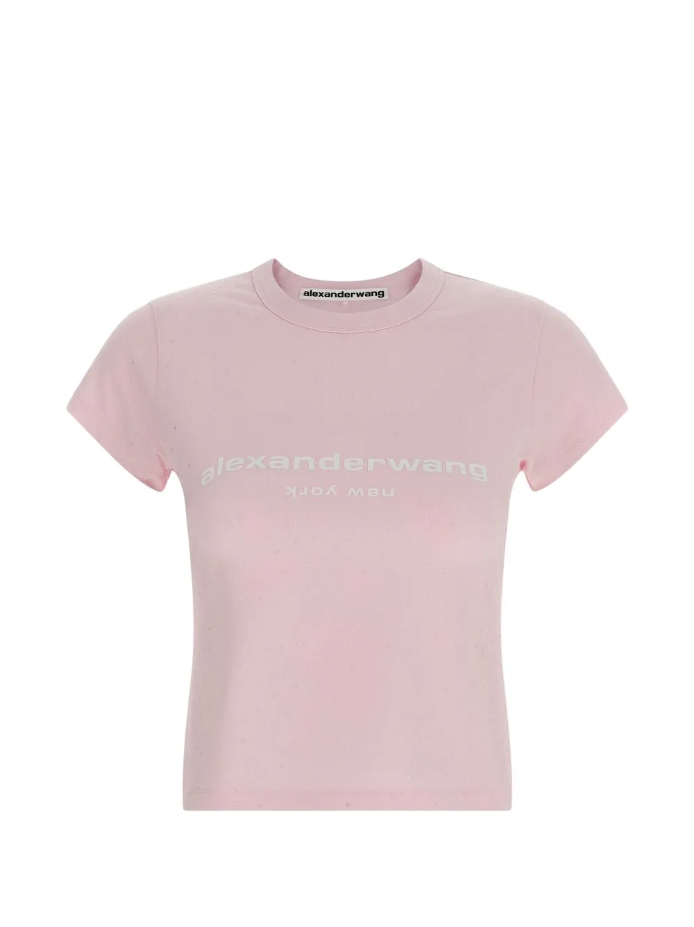 Crystal Hotfix Logo Cotton Baby Tee by Alexander Wang