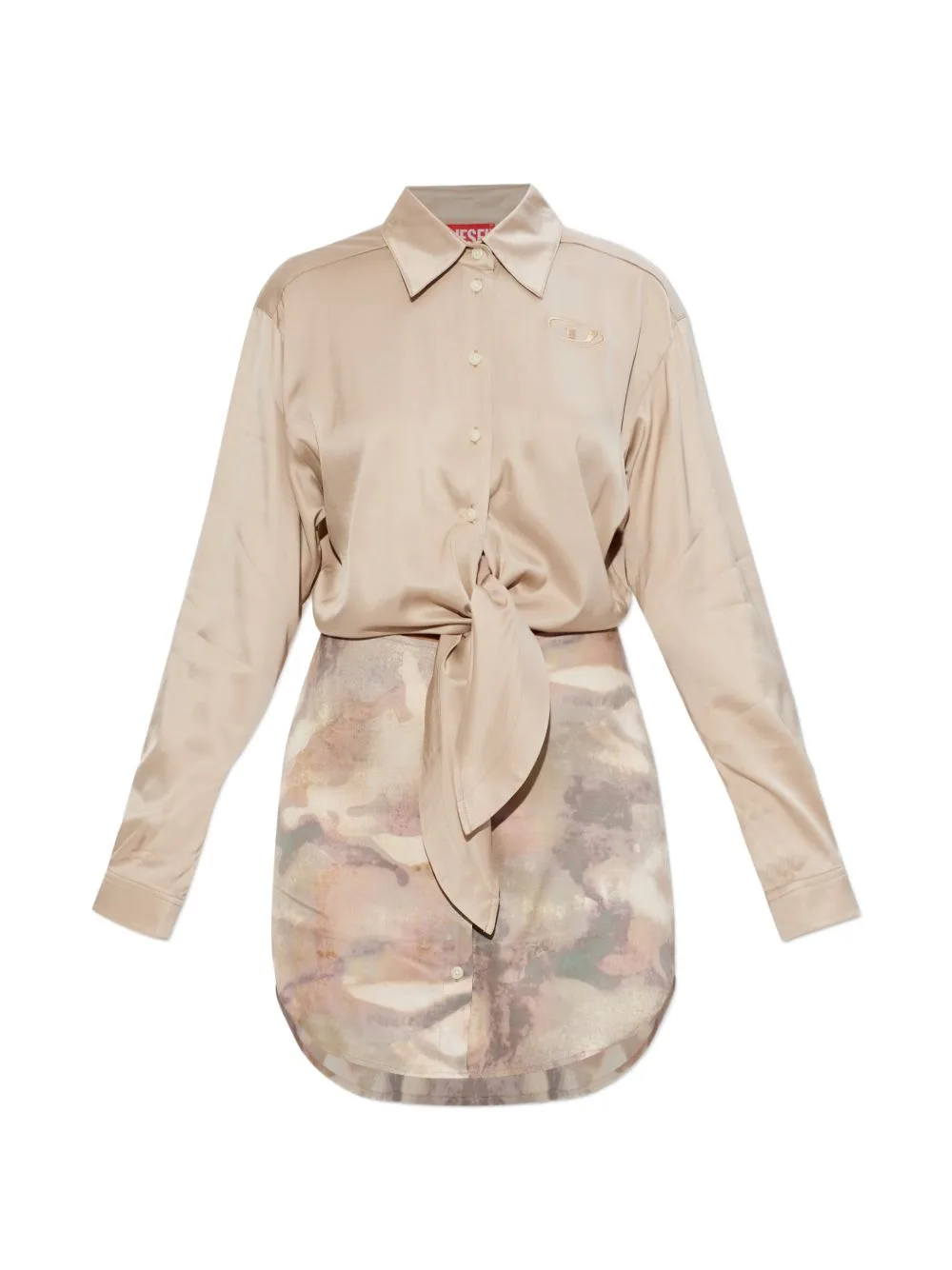 Satin Mini Dress with Knotted Top