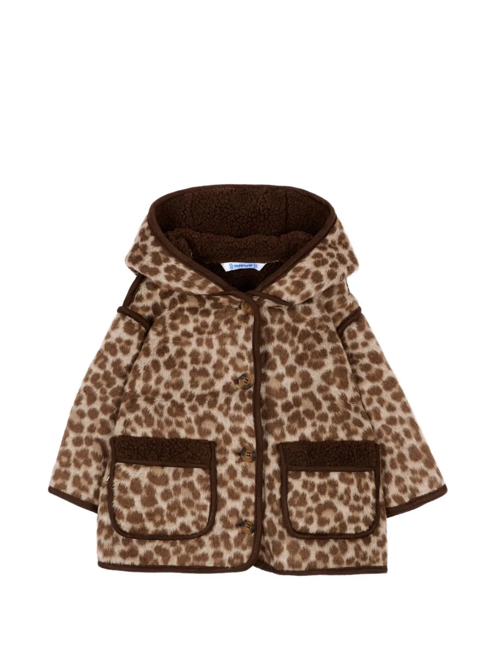 Leopard-Print Hooded Coat by Mayoral