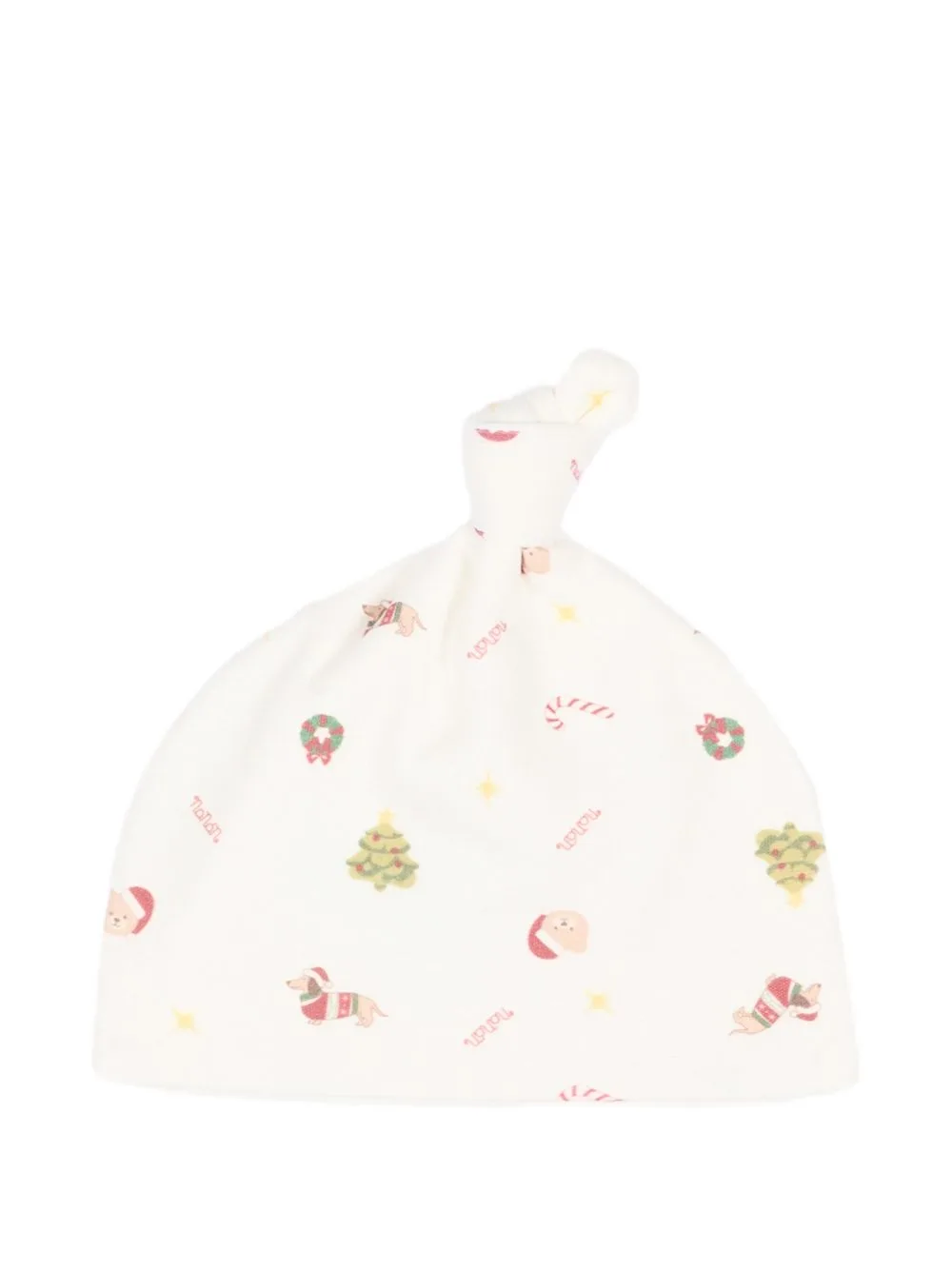 Graphic-Print Knot-Detail Beanie Hat by NANAN