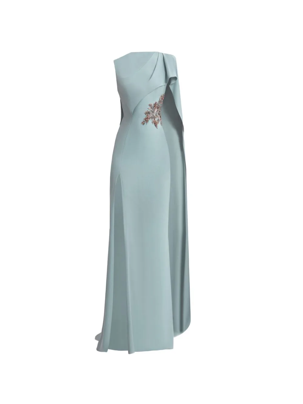 Beaded-Cape Draped Dress