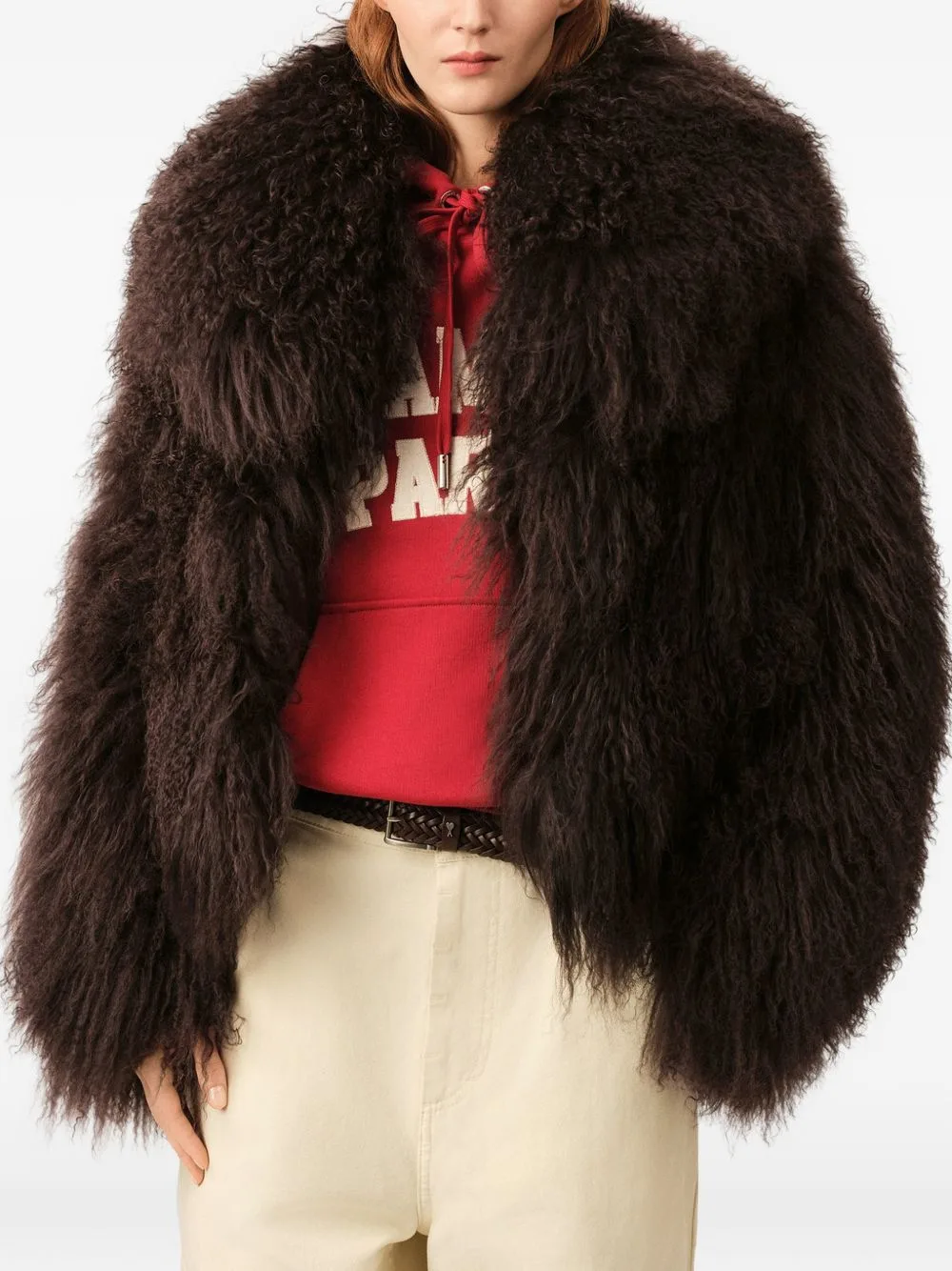 Lamb Shearling Short Jacket by AMI Paris